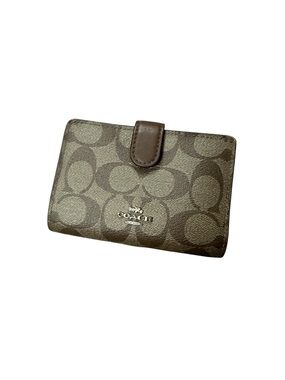 Coach Brown Signature Canvas Snap Wallet